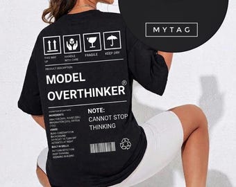 Overthinking” Cotton Tee – Minimal Mental State Design