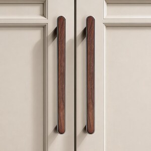 Gray Solid Wood Cabinet Pull, Furniture Door Handle For Sideboard Wardrobe Showcase