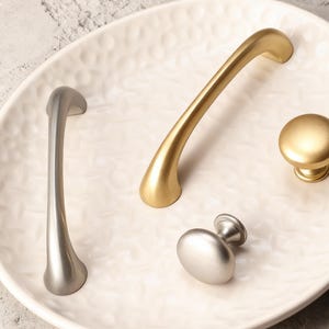 Nickel Sleek Handle, Matte Gold Drawer Knobs, Cupboard Pulls