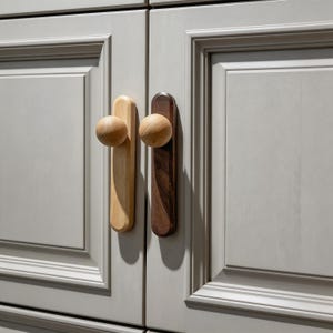 Natural Wood Round Cabinet Knob, Solid Maple Drawer Pull