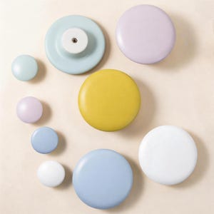 Satin Ceramic Round Knob Collection, Child-Safe Hardware For Tall Wardrobe Drawer Nightstand Storage