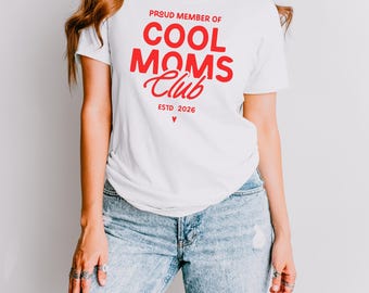 Cool Moms Club T-Shirt personalisiert mit Jahreszahl, lustiges Mama Shirt, Geschenk für Mama, Muttertag Geburtstag, Mom Life Tee, Gift Mom
