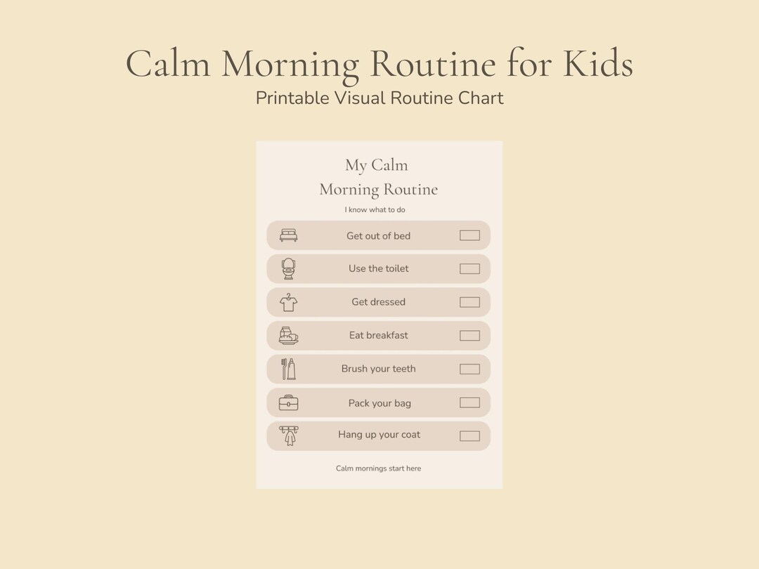Calm Morning Routine for Kids Printable | Visual Routine Chart ...