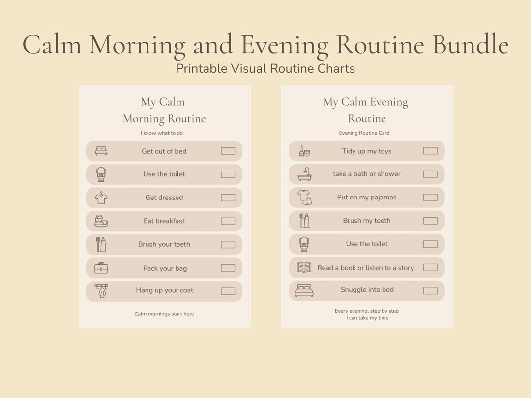 Calm Morning and Evening Routine Bundle | Kids Routine Printable ...