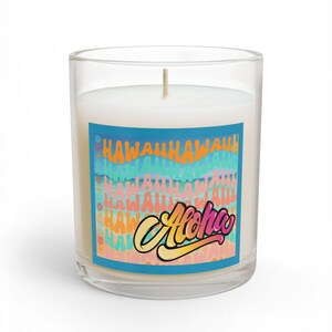 Aloha Tropical Script Candle | Glass Candle 11oz, Hawaiian Beach Vibes