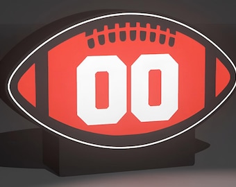Custom Football Number LED Lightbox – Personalized Sports Decor