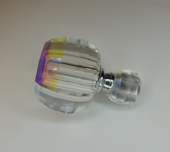 Vintage Iridescent Crystal Glass Empty Perfume Bottle Oleg Cassini View 5