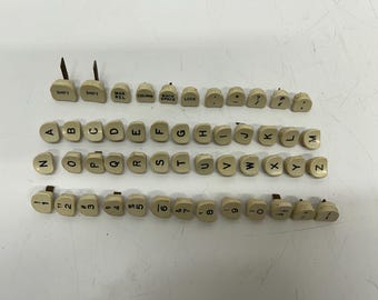 Set 50 Vintage Salvaged Royal Sabre white Plastic Typewriter Keys Letters Numbers