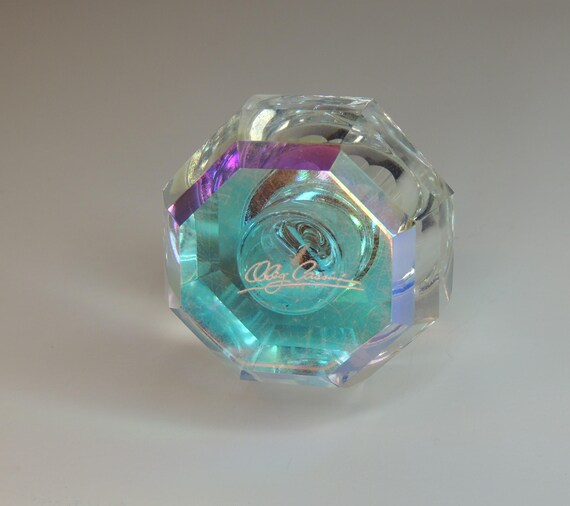Vintage Iridescent Crystal Glass Empty Perfume Bottle Oleg Cassini View 6