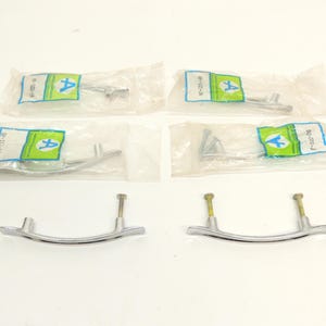 6 Vintage Drawer Bin Pulls Chrome Mid Century MCM Cabinet Hardware 3" Some NOS Amerock