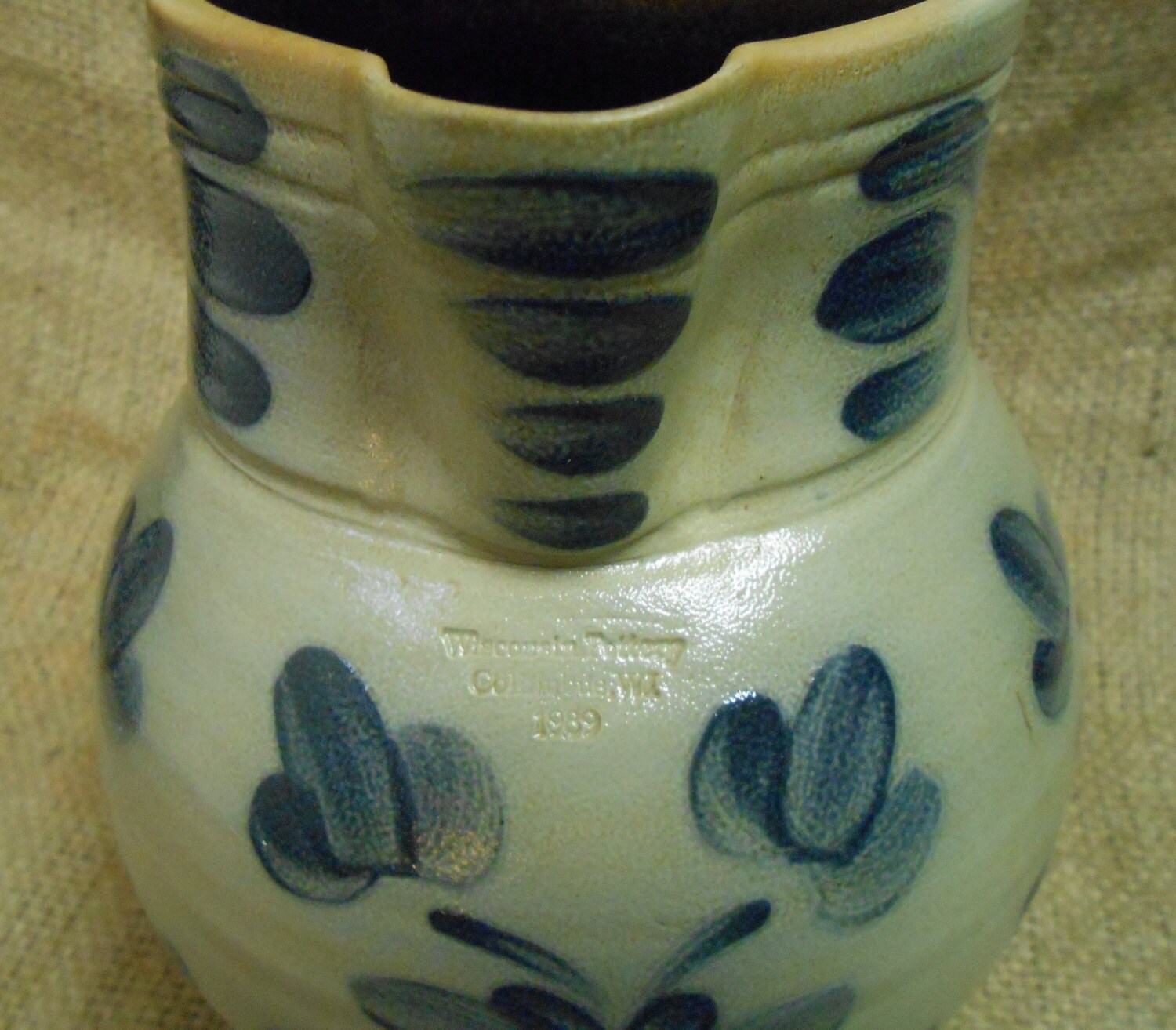 Vintage Wisconsin Pottery 1989 Salt Glazed Pottery Pitcher Etsy