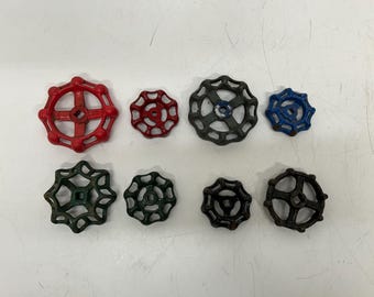 Lot of 8 Vintage Antique Industrial Salvaged Faucet Valve Handles Colorful Rustic Steampunk Wedding Accent Jewelry Sculpture Lot J4