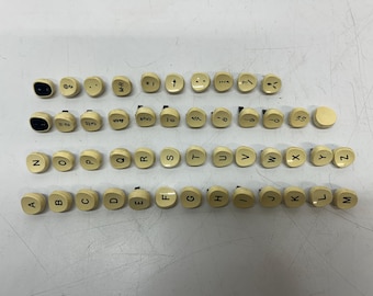 Set 48 Vintage Salvaged Smith Corona Classic 12 White Plastic Typewriter Keys Letters Numbers