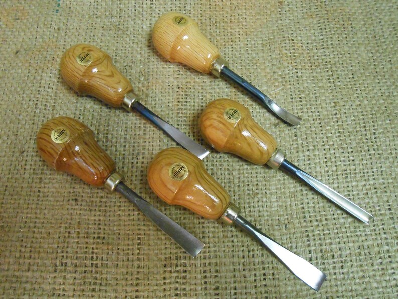Vintage Mifer Wood Carving Tools Set of 5 Gouges / Chisels In Etsy