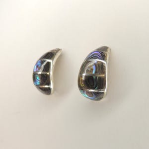 Vintage Sterling Silver .925 Abalone Shell Seashell Drop Earrings Studs Posts