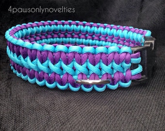Paracord Dog Collar in the side by side weave (custom colors and size)
