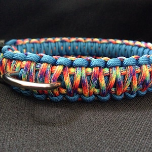 Paracord Dog Collar in True Rainbow (custom size)