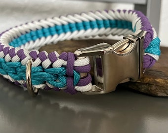 NEW!!!  Paracord Dog Collar in the Sanctified Chain Link Weave (custom colors and size)