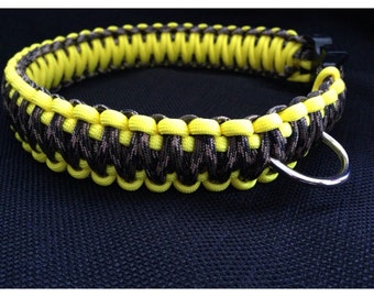 Paracord Dog Collar in neon yellow and traditional camouflage  (custom size)