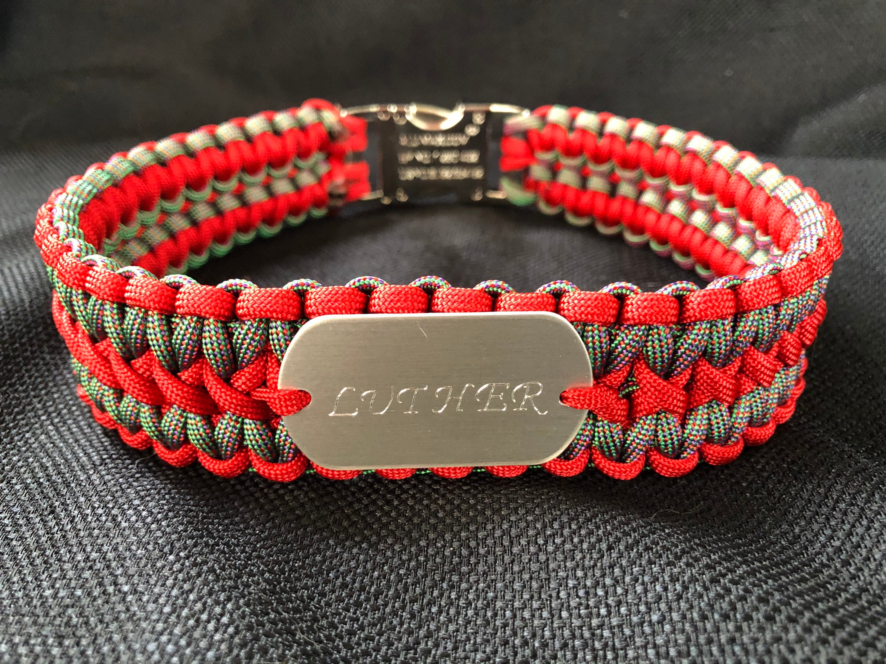 Paracord Dog Collar With Personalized Id Tag Side -