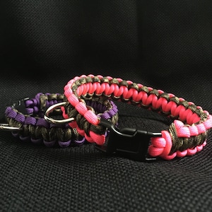 Paracord Dog Collar 1/2&quot; width (custom size and choice of 2 colors) for small breed dogs