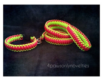 Paracord Hundehalsband und Leine nach Wahl (2 Farben nach Wahl)