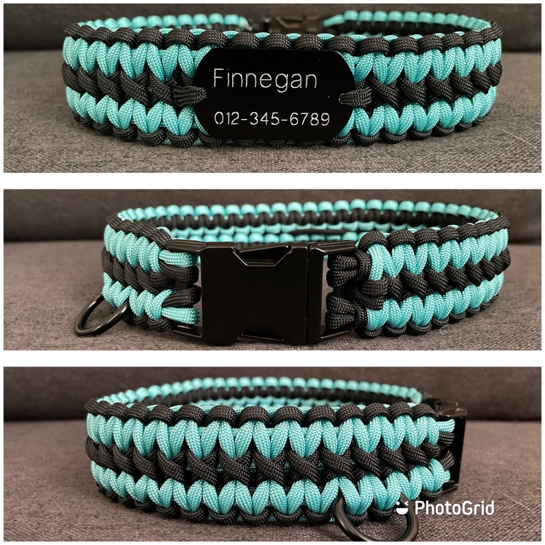Paracord Dog Collar With Attached Personalized Id Tag 1 1/4 Etsy