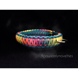 NEW!!!  Blue with Rainbow Tie-Dye Rainbow Paracord Collar (Custom Size)