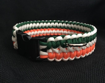 Side by Side Cobra Weave Paracord Dog Collar (custom size and your choice of 3 colors)