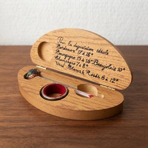 Vintage franskt vinset termometer droppring trälåda fransk sommelier 1980-talet