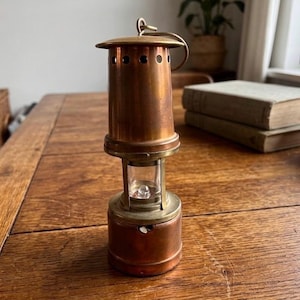Vintage Brass Miners Lamp Safety Lantern 25.5 cm / 10 in Antique Mining Light