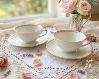 Vintage Winterling Bavaria-theekop en schotels, set van 2, wit porselein