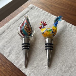 Vintage konstglasflaskproppar Set med tupp- och droppformade vinproppar