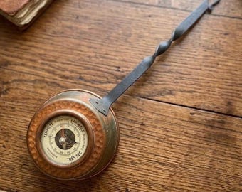 Barómetro de cacerola de cobre francesa vintage – Decoración rústica de pared