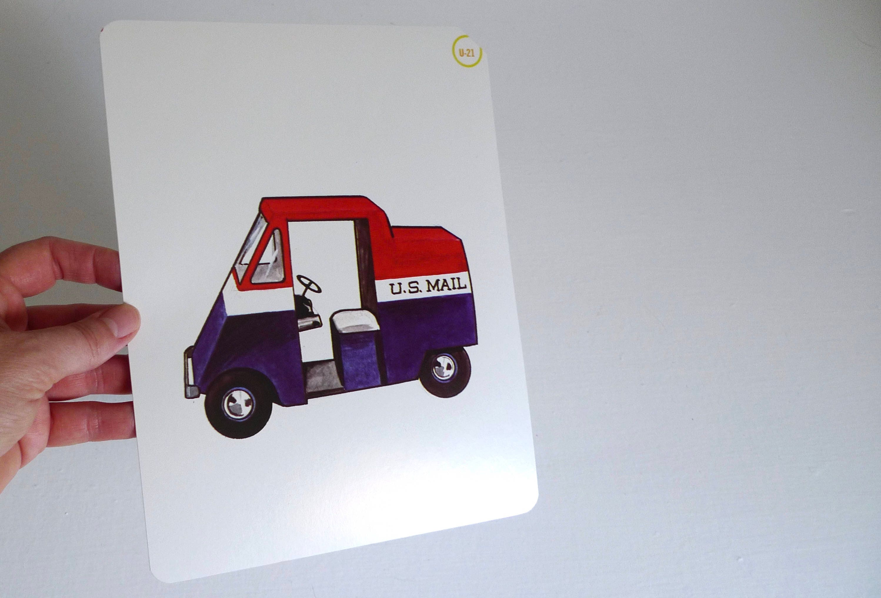 Large Vintage Flash Card Of A U S Mail Truck 1965 Peabody Language Development