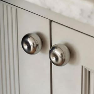 Silver French Mid-Century Drawer Knob, Round Drawer Pull