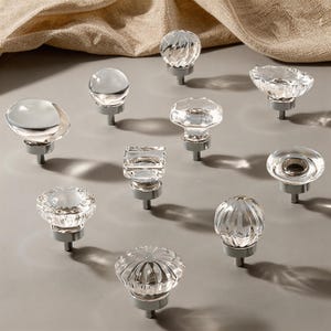 Tirador de cajón con forma de huevo de cristal transparente, tirador de latón de lujo para armarios y alacenas.