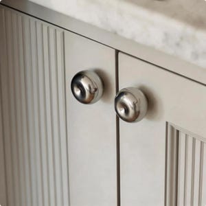 Silver French Mid-Century Drawer Knob, Round Drawer Pull