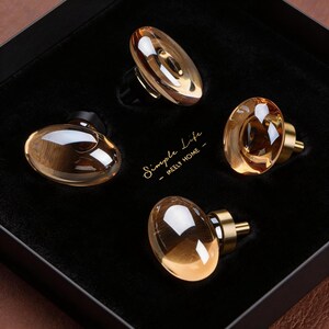 Tirador de cristal para armario, tirador de cajón color oro champán.