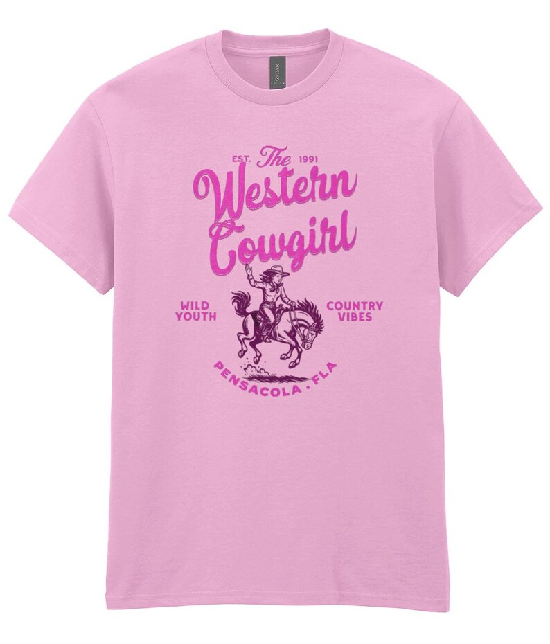 Maglietta da cowgirl western, maglietta con grafica retrò e cavallo Wild Youth Country Vibes, grazioso regalo Pensacola FLA per lei, maglietta da donna Nashville Outfit immagine 4