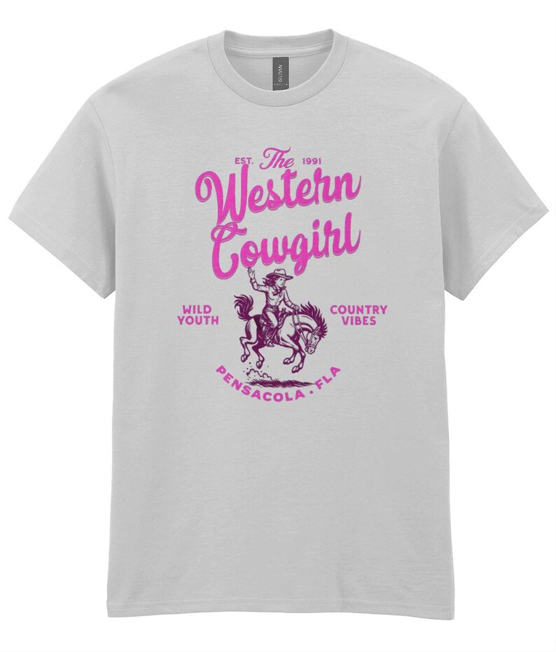 Maglietta da cowgirl western, maglietta con grafica retrò e cavallo Wild Youth Country Vibes, grazioso regalo Pensacola FLA per lei, maglietta da donna Nashville Outfit immagine 5