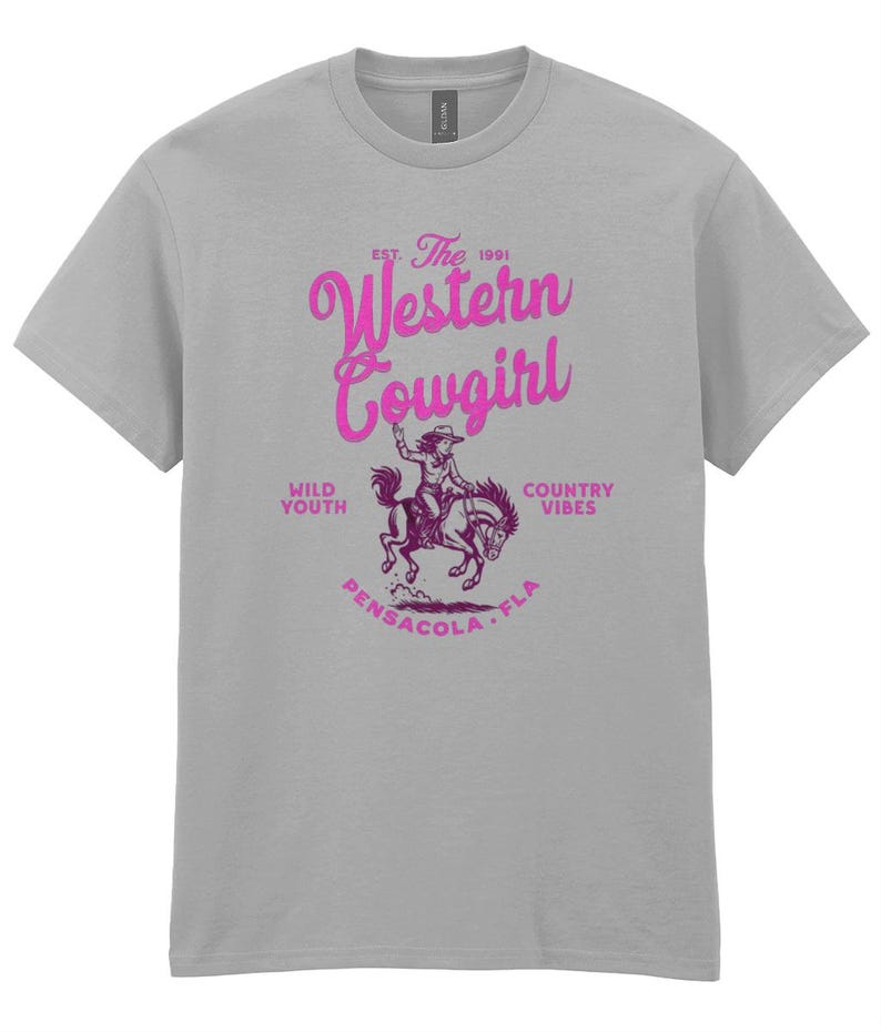 Maglietta da cowgirl western, maglietta con grafica retrò e cavallo Wild Youth Country Vibes, grazioso regalo Pensacola FLA per lei, maglietta da donna Nashville Outfit immagine 2