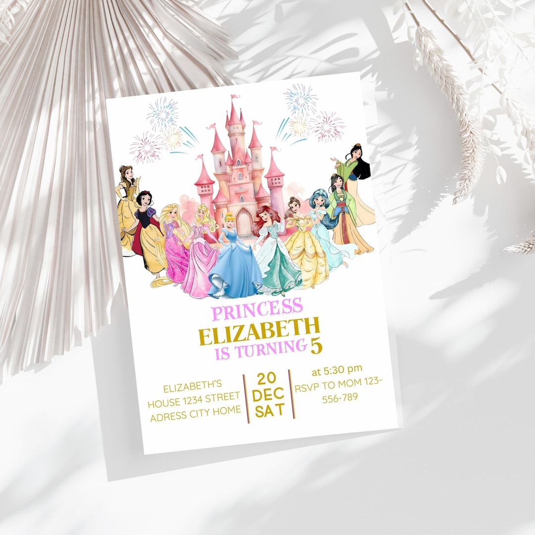 Editable Princess Birthday Invitation| Princess Birthday Template ...