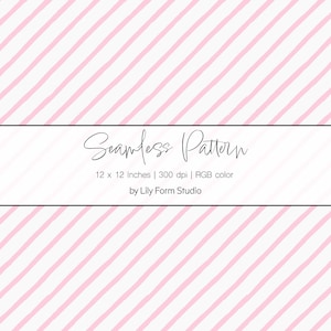 Pink Diagonal Stripe Seamless Pattern, Blush Nursery Decor, Bold Bias Stripes, Line Wrapping Paper