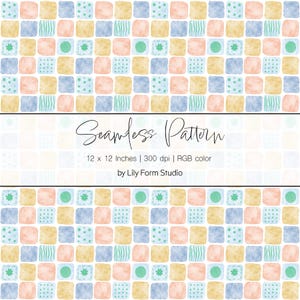 Patrón sin costuras de patchwork en acuarela, papel digital a cuadros en tonos pastel, diseño de tela para guardería, papel para álbum de recortes a cuadros vichy