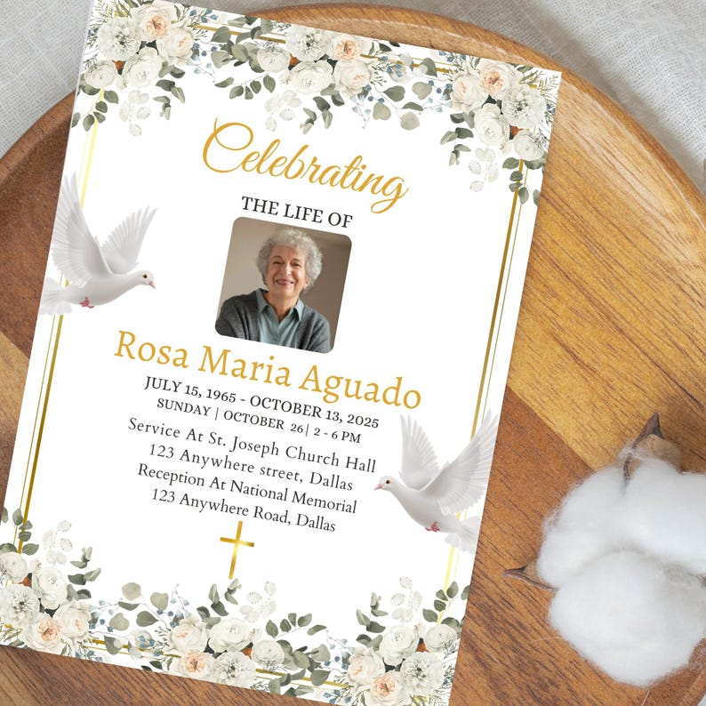 Celebration of Life Template Canva | Editable Funeral Program ...