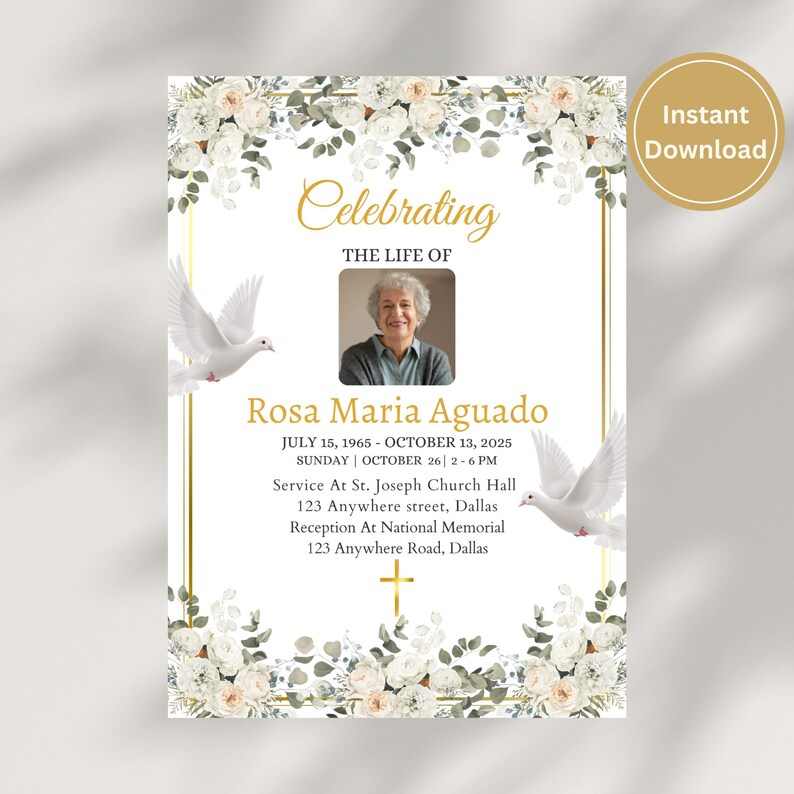 Celebration of Life Template Canva | Editable Funeral Program ...
