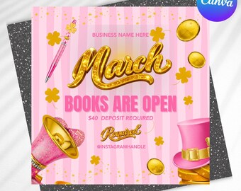 March St. Patrick's Day Booking 2026 Flyer Canva Editable Template (Digital Download) Appointment Printable Small Business Marketing