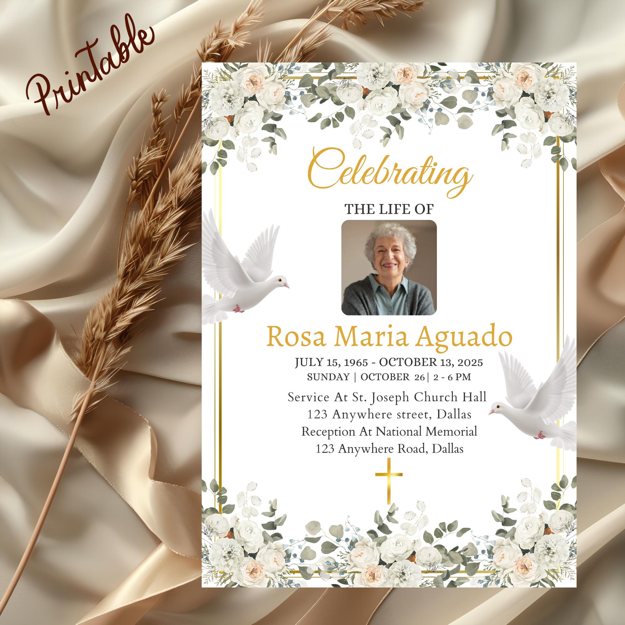 Celebration of Life Template Canva | Editable Funeral Program ...