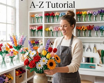 Guía de flores con limpiapipas (PDF) / Tutorial de ramo de flores DIY para principiantes / Curso de manualidades / Descarga instantánea